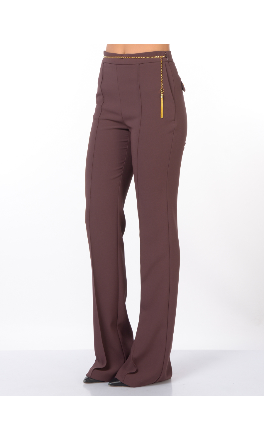 pantalone da donna Elisabetta Franchi in tessuto tecnico con catena