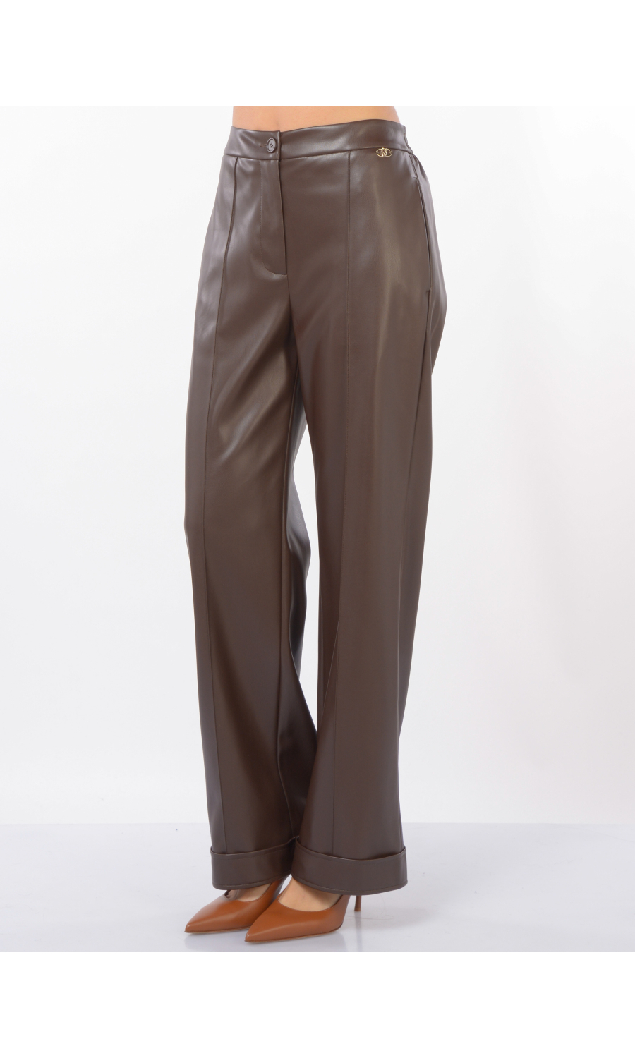 pantalone da donna Liu Jo in ecopelle con balza