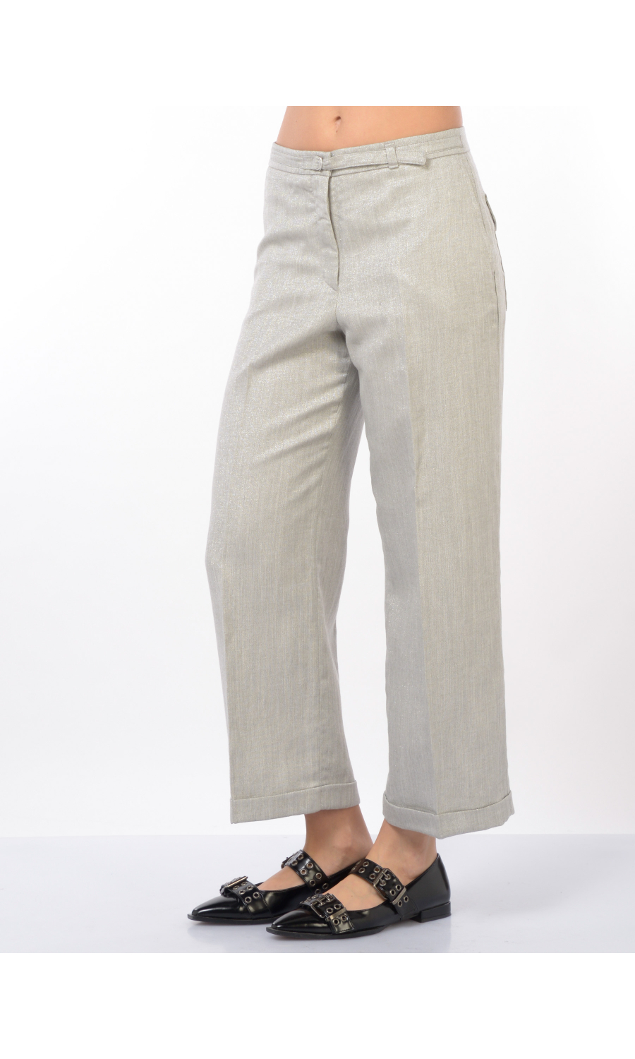 pantalone da donna Seventy ampio cropped con fili lurex