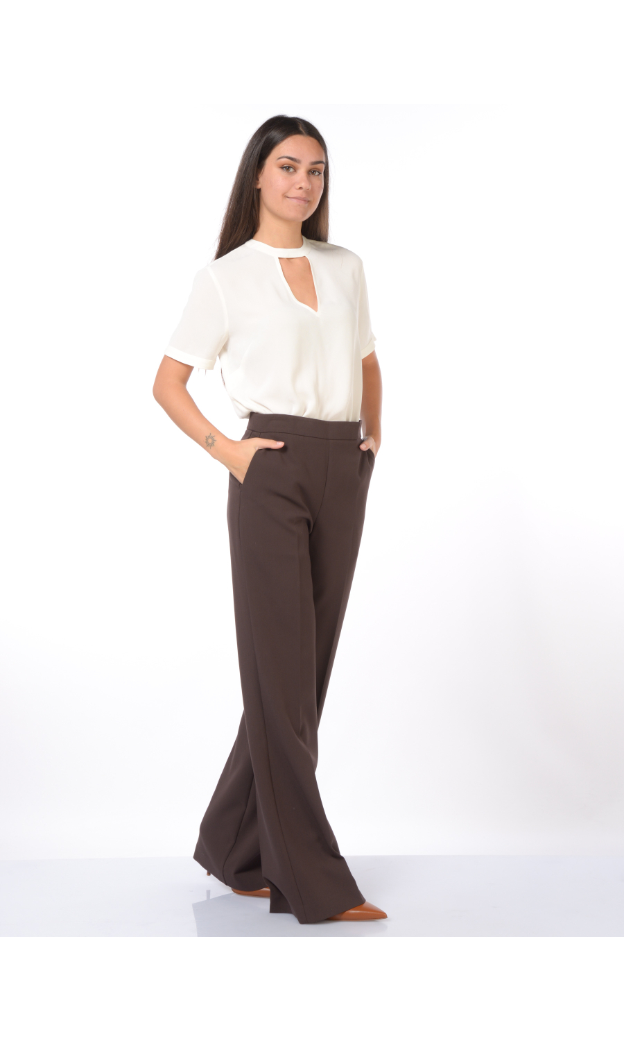 pantalone da donna Twinset dritto in crepe