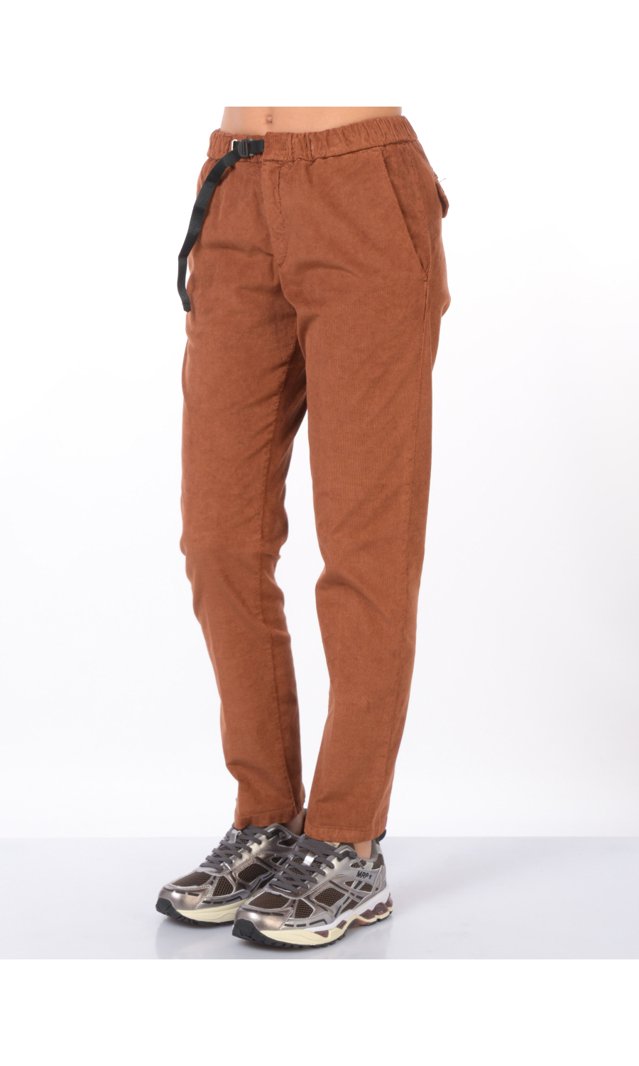 pantalone da donna White Sand effetto velluto rigato con elastico