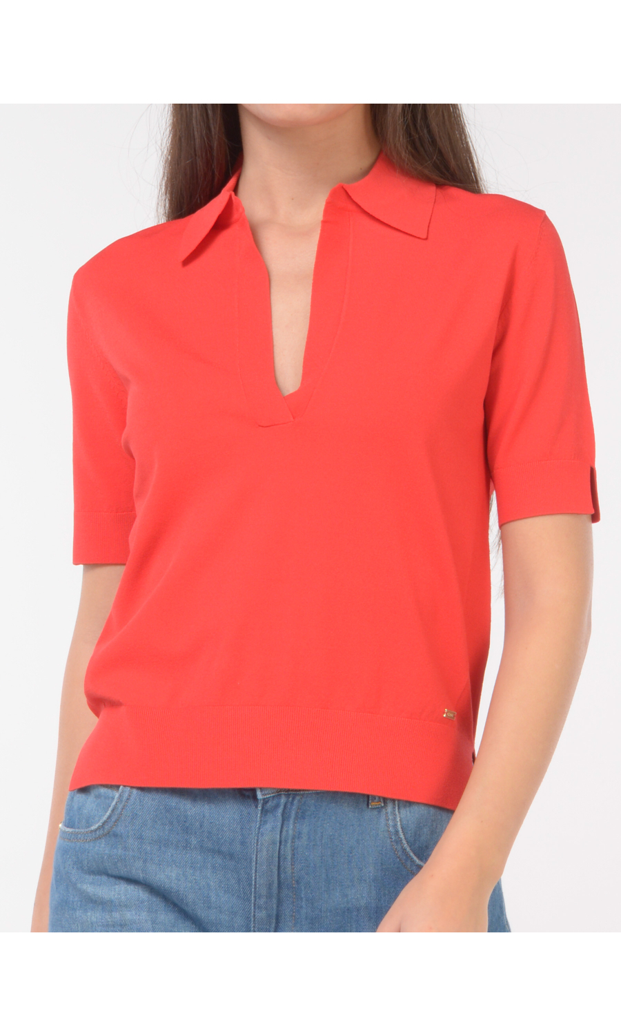 polo da donna Kaos in viscosa con scollo a V