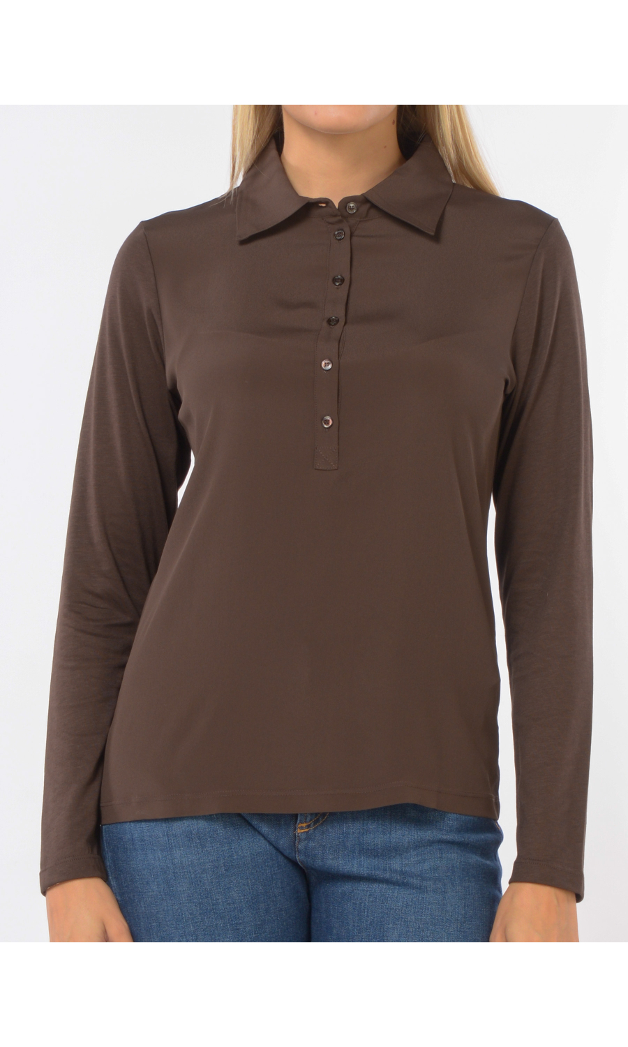 polo da donna Seventy bitessuto con bottoni