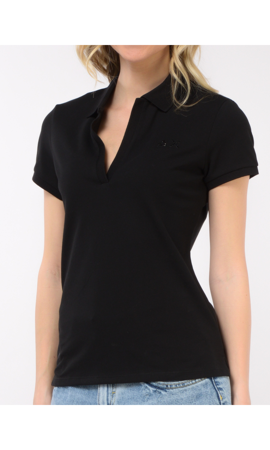 polo da donna Sun68 con scollo a V e logo