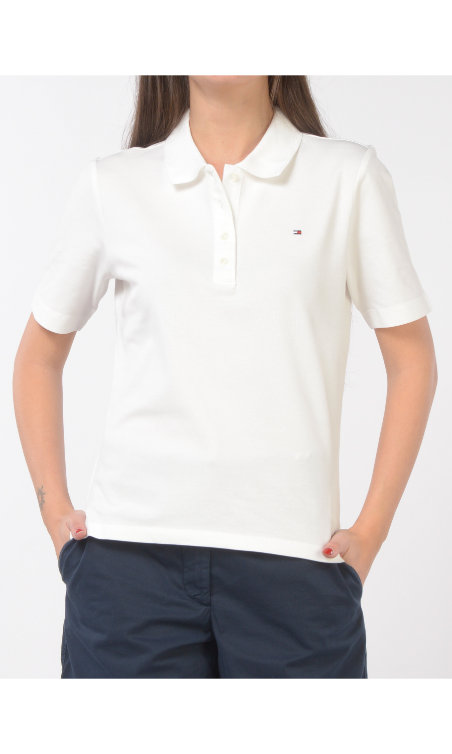 polo da donna Tommy Hilfiger a manica corta con logo