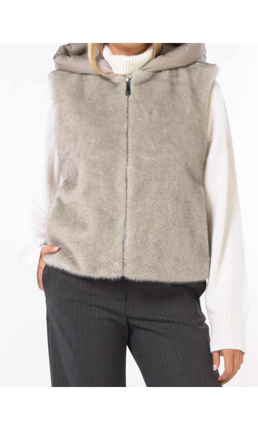 smanicato da donna Seventy bitessuto con cappuccio