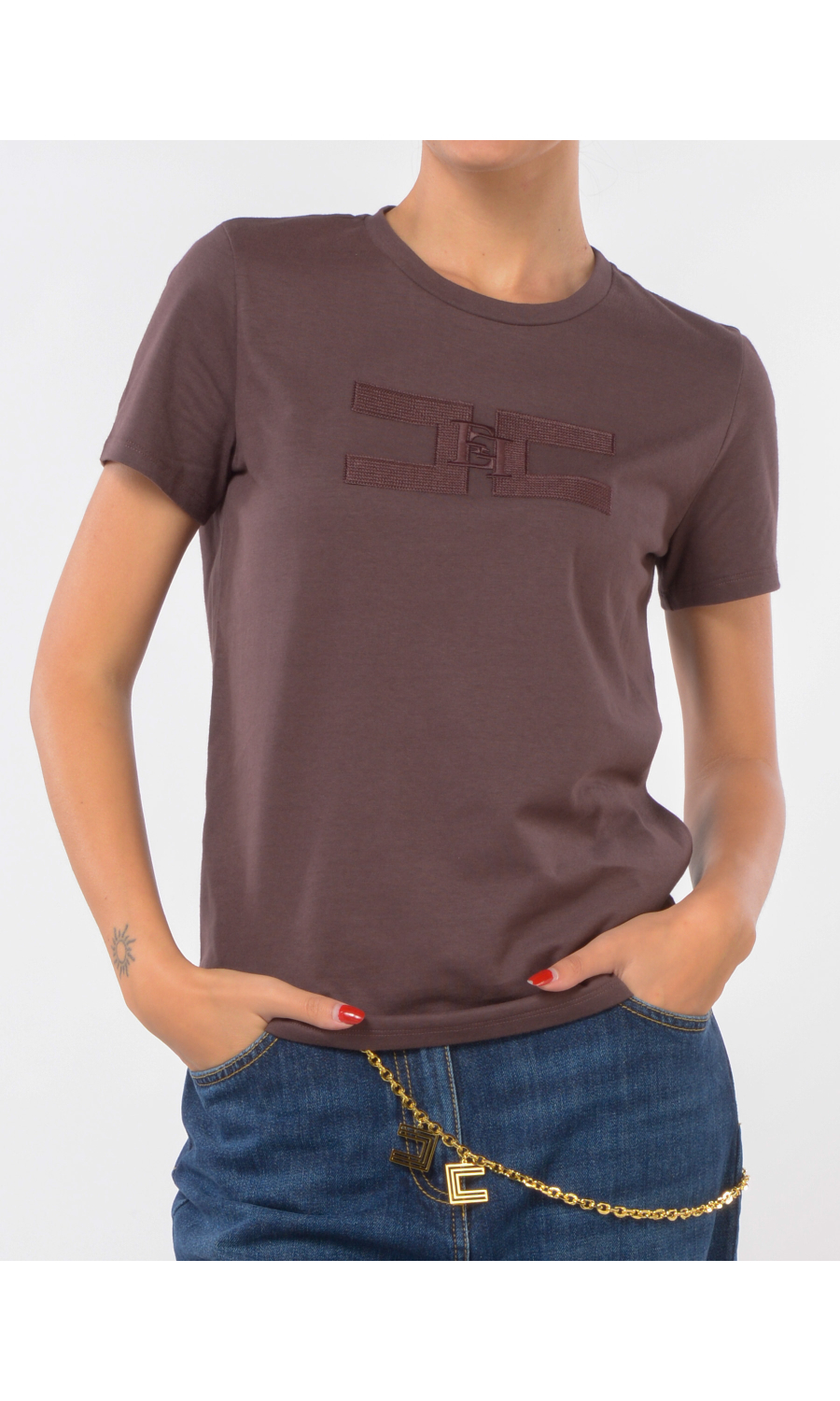 t Shirt da donna Elisabetta Franchia girocollo con logo ricamato