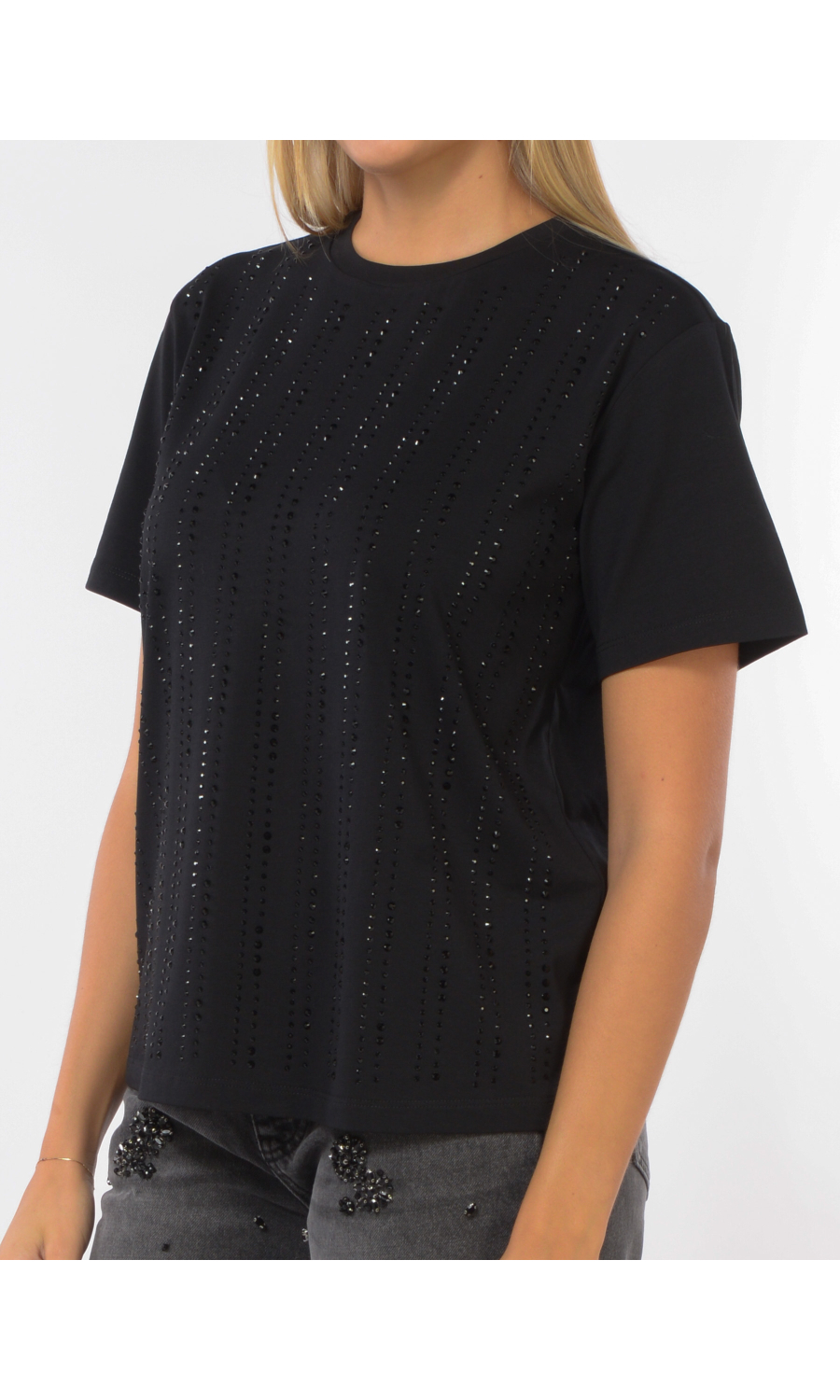 t Shirt da donna Liu Jo a girocollo con perle a applicazioni gioiello