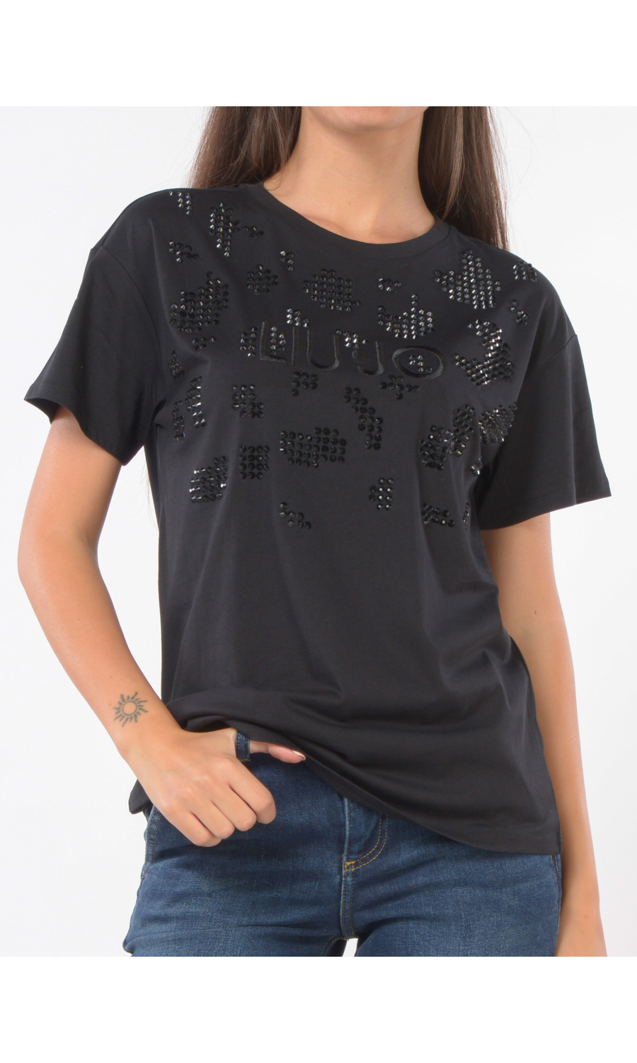 t Shirt da donna Liu Jo con logo ricamato e borchie