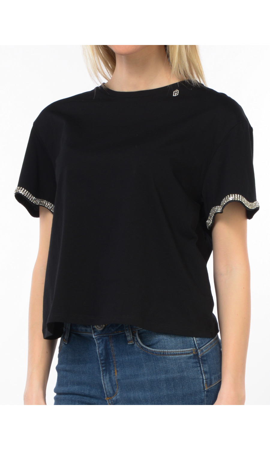 t Shirt da donna Liu Jo cropped con maniche corte gioiello