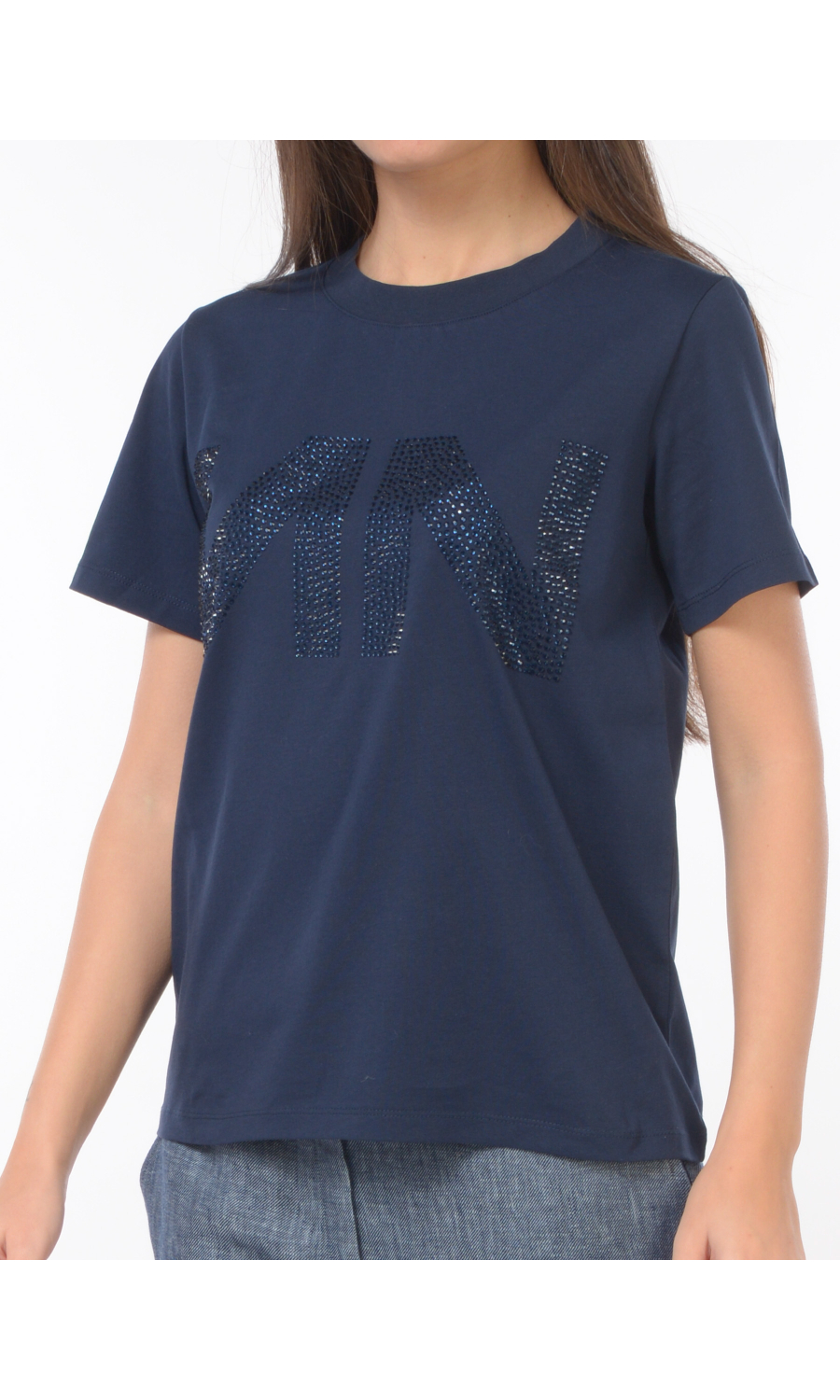 t Shirt da donna Nenette a manica corta con logo di strass