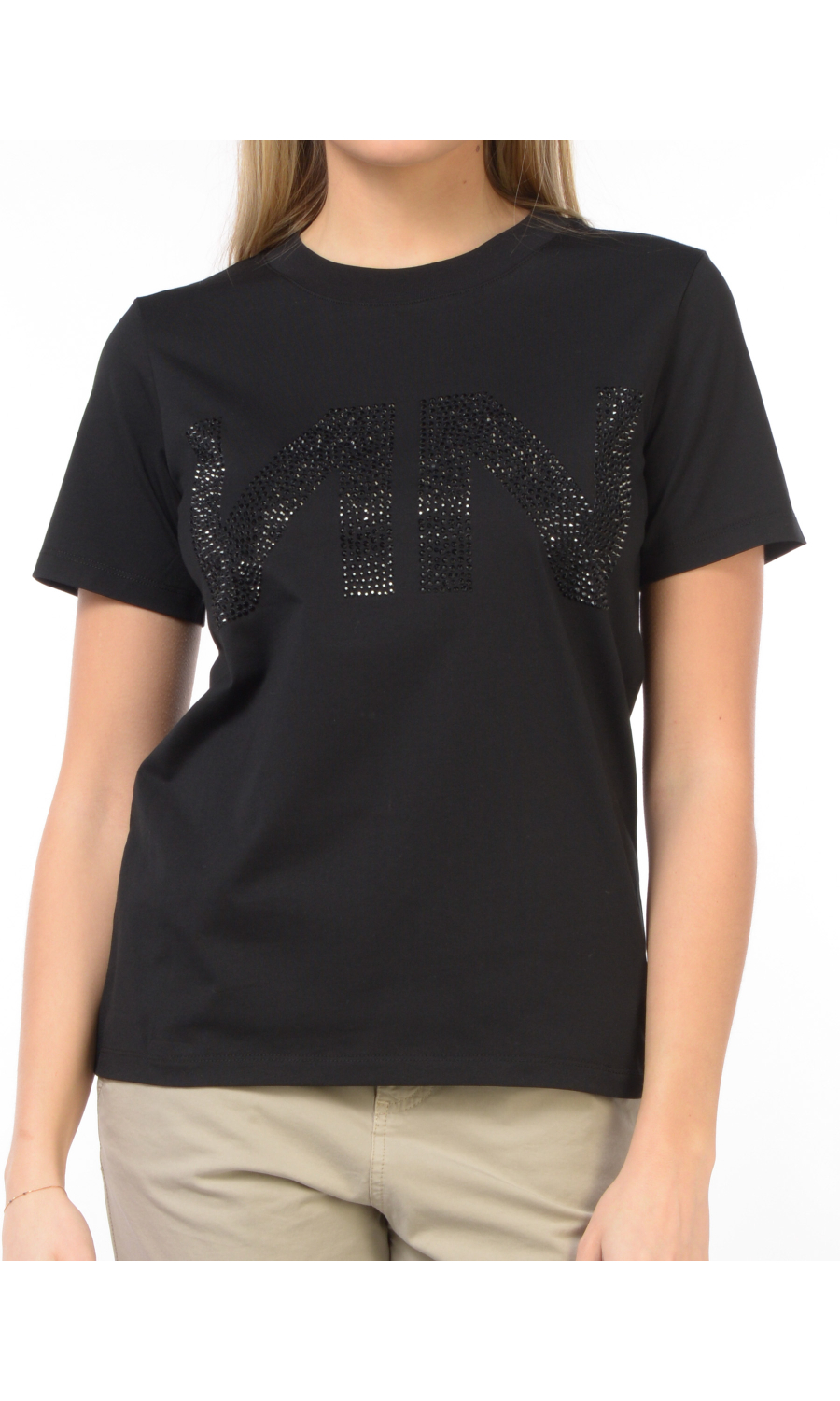 t Shirt da donna Nenette a manica corta con logo di strass