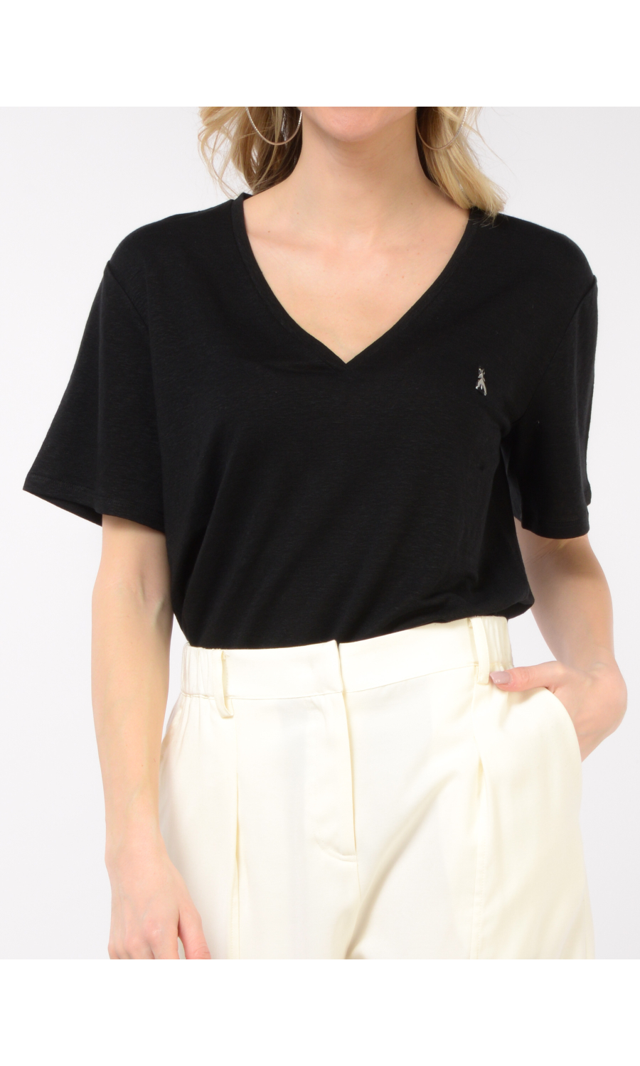 t-Shirt da donna Patrizia Pepe in lino con scollo a V