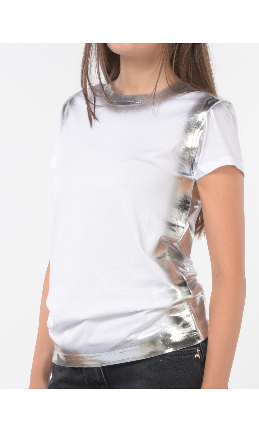 t Shirt da donna Patrizia Pepe a girocollo con effetto metallizzato