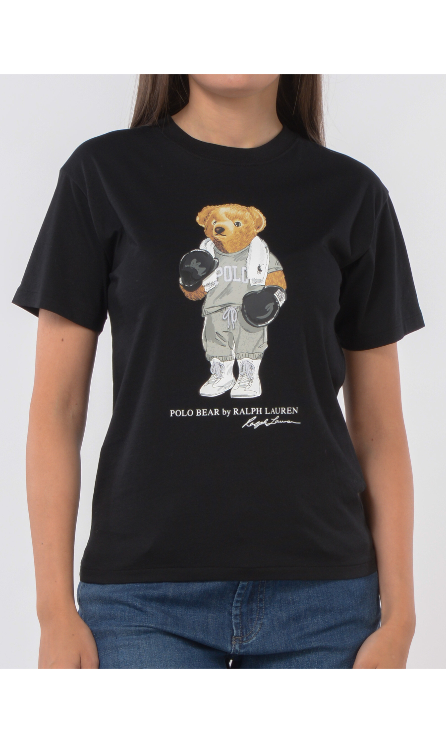 t Shirt da donna Ralph Lauren a girocollo con stampa Polo Bear