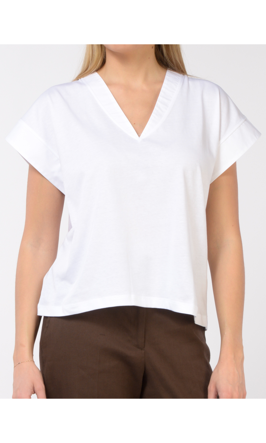 t-Shirt da donna Seventy boxy con scollo a V