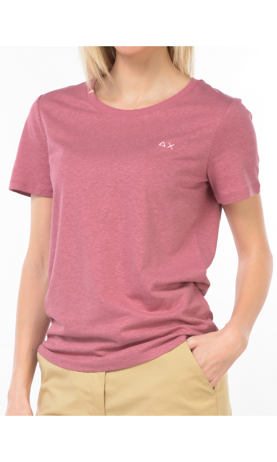 t Shirt da donna Sun68 in lino e cotone con logo