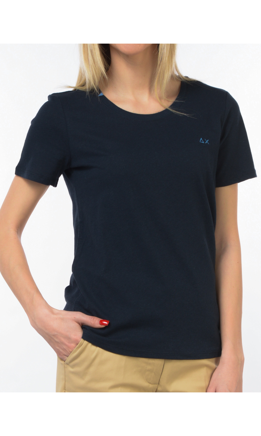 t Shirt da donna Sun68 in lino e cotone con logo