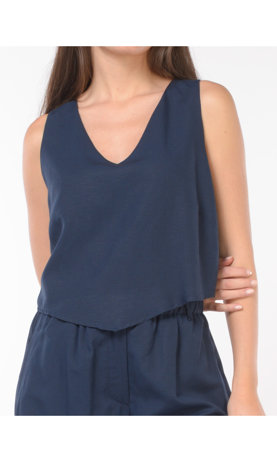 top da donna Kaos in viscosa e lino con scollo a V