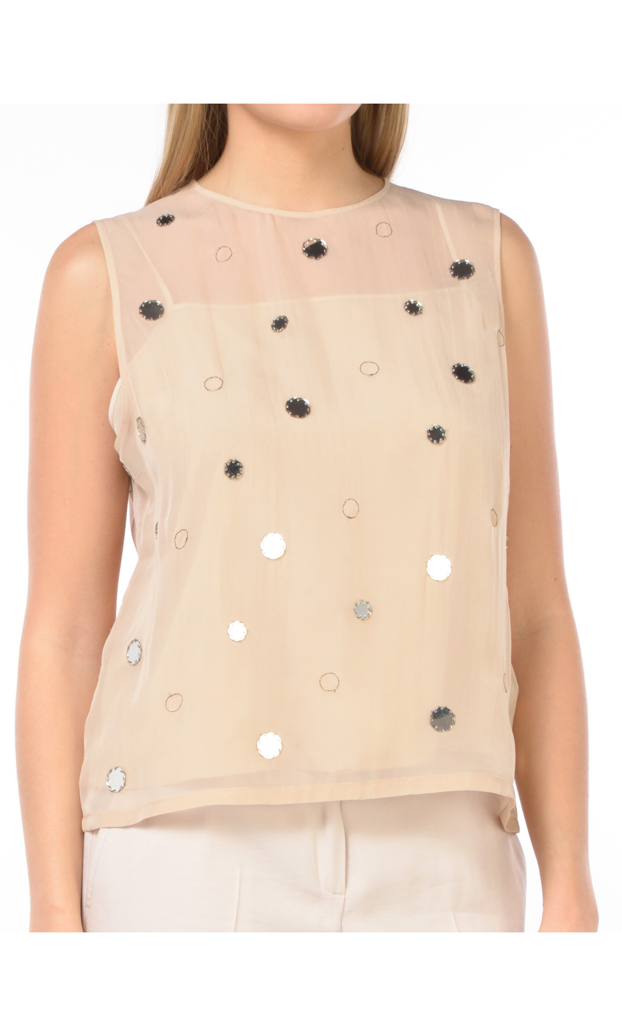 top da donna Seventy  girocollo con applicazioni di macro paillettes
